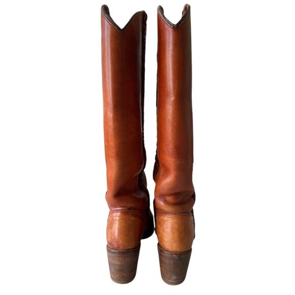 Vintage 70s Miss Capezio Brown Leather Boho Western Cowgirl Campus Boots 6 / 6.5 - Picture 6 of 8